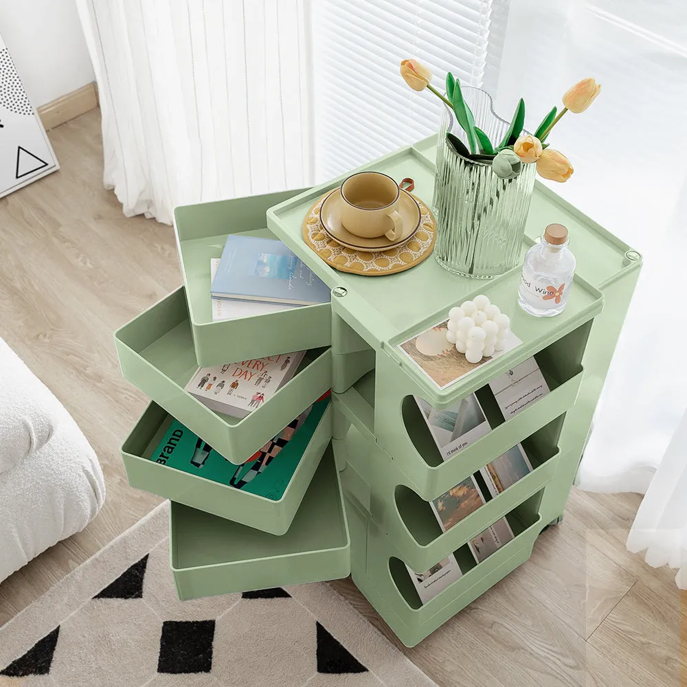 Green 5-Tier Folding Storage Trolley Cart - ArtissIn