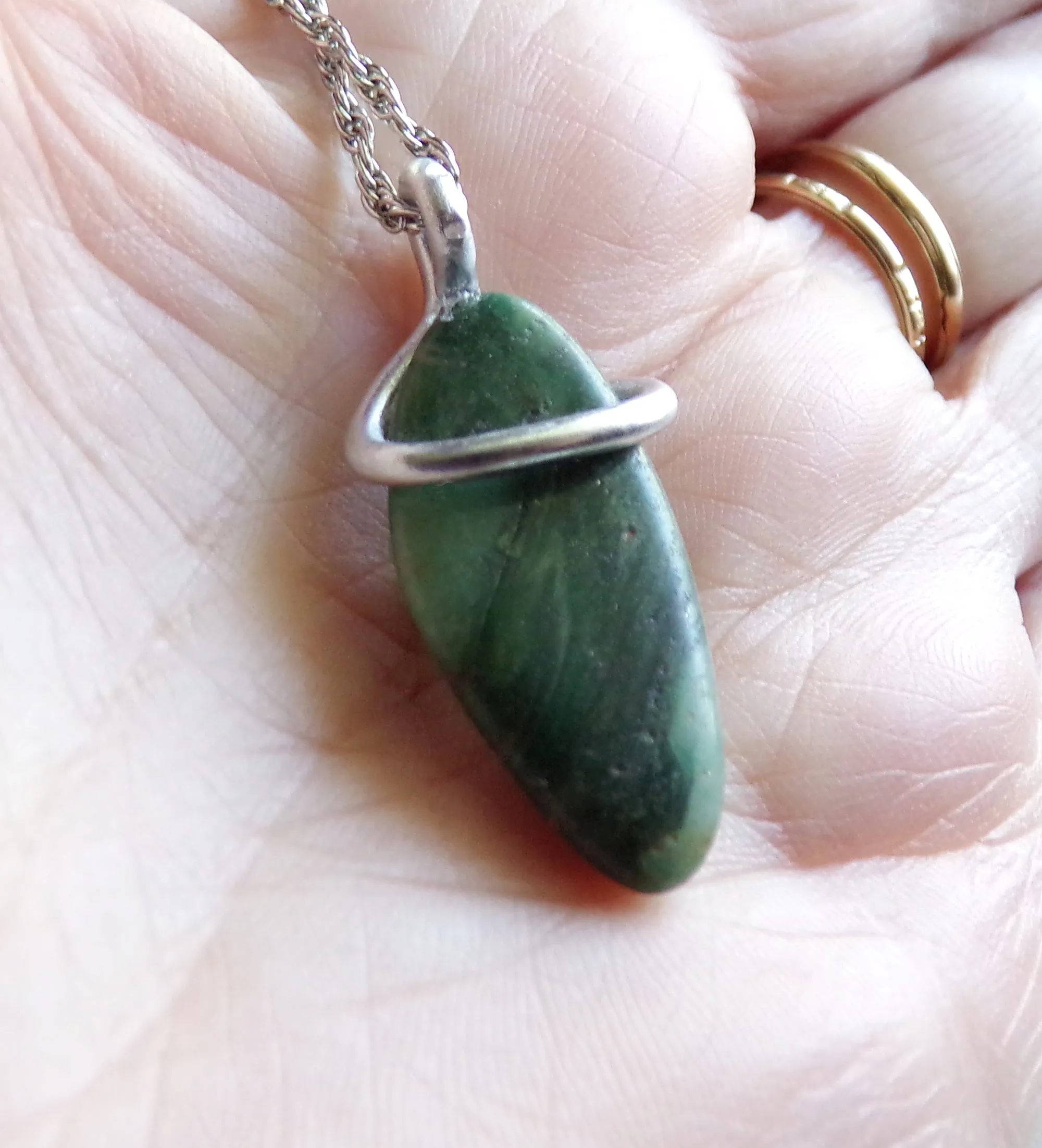 Green Aventurine Natural Wire Wrapped Stone Pendant Necklace