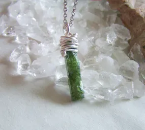 Green Chrome Diopside Raw Gemstone Natural Crystal Pendant Necklace