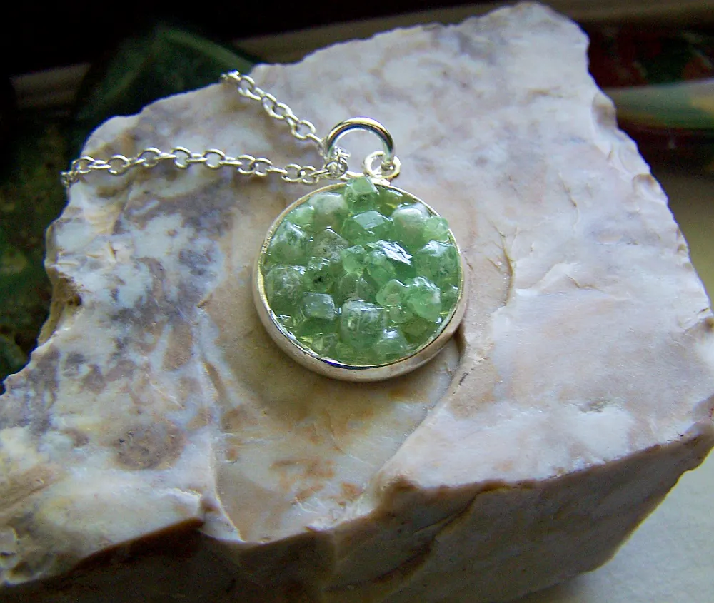 Green Demantoid Garnet Gemstone Crystal Pendant