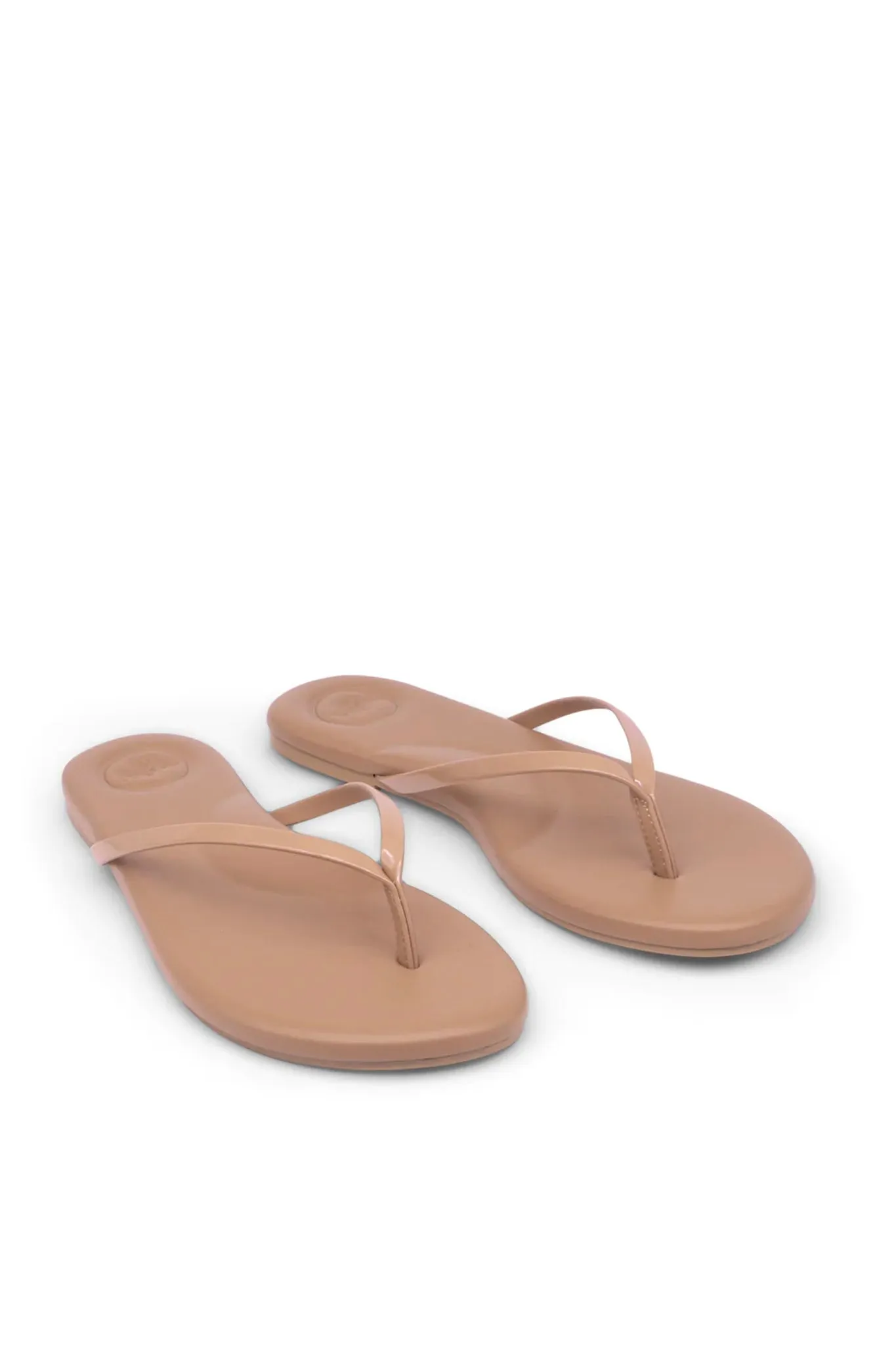 Indie Flip Flops - Nude w/ Patent Strap