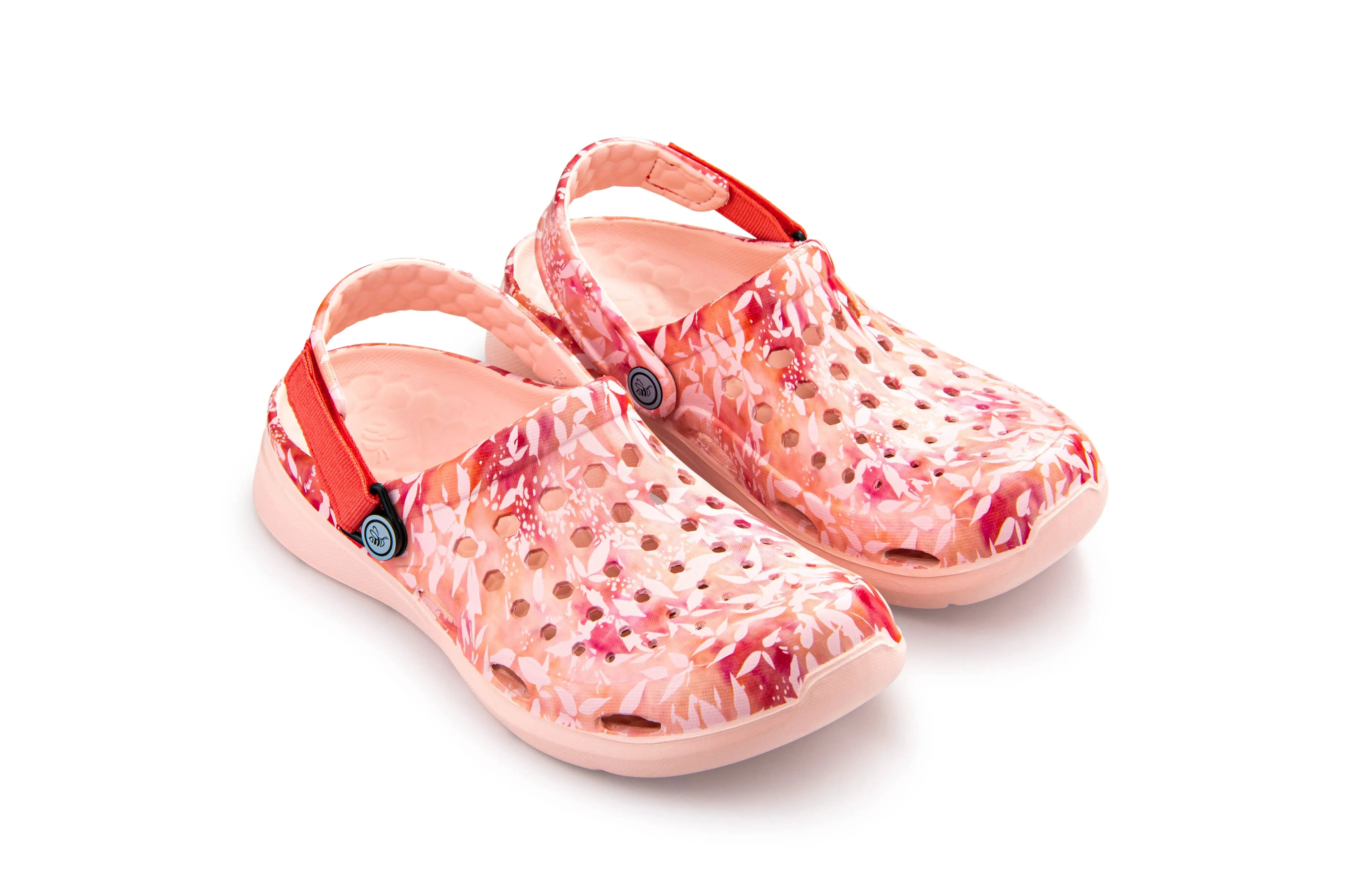 Joybees Womens Modern Clog Graphic Pale Pink Botanicals