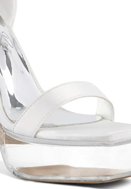 Kiri Satin Clear High Heeled Bow Sandals