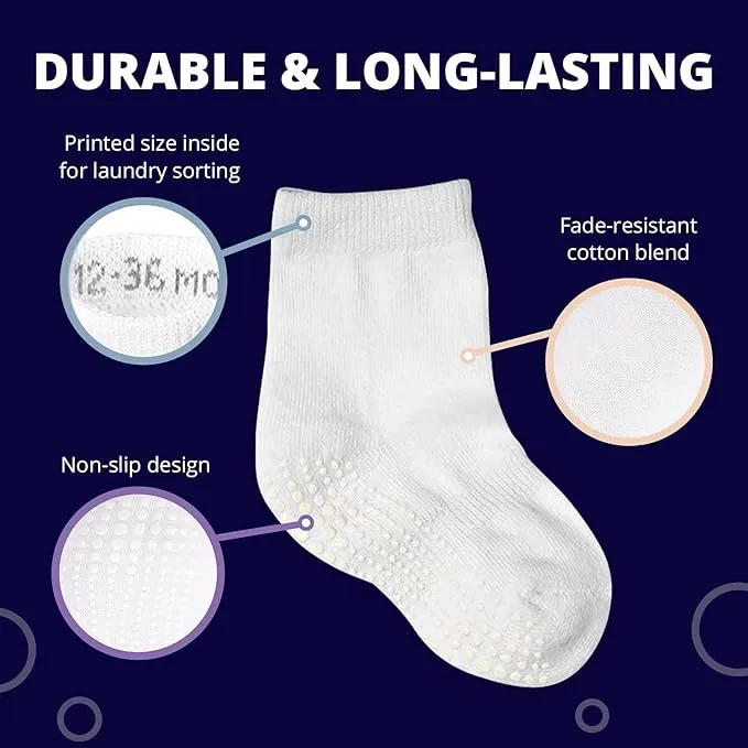 LA Active Athletic Crew Grip Socks - Cozy Warm Winter Socks - Baby Toddler Infant Newborn Kids Boys Girls Non Slip/Anti Skid