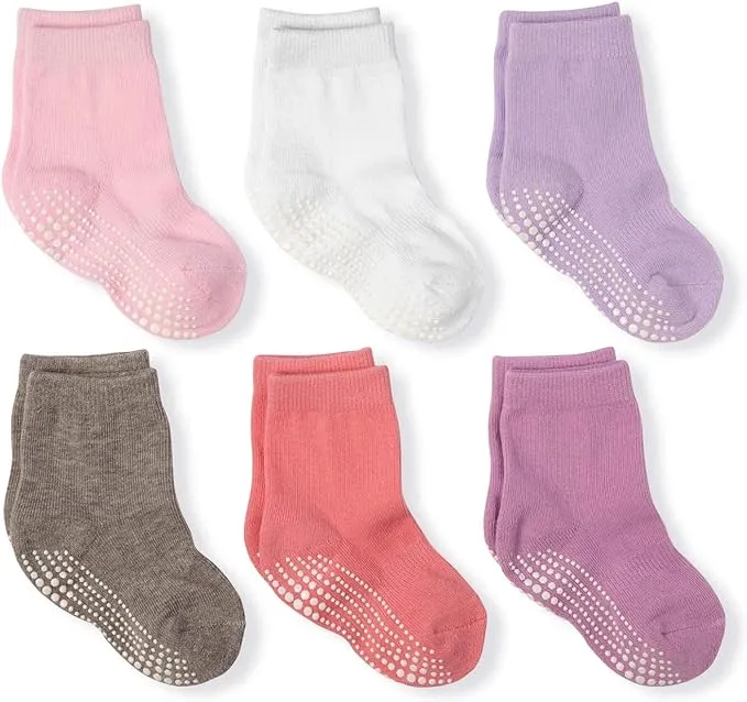 LA Active Athletic Crew Grip Socks - Cozy Warm Winter Socks - Baby Toddler Infant Newborn Kids Boys Girls Non Slip/Anti Skid