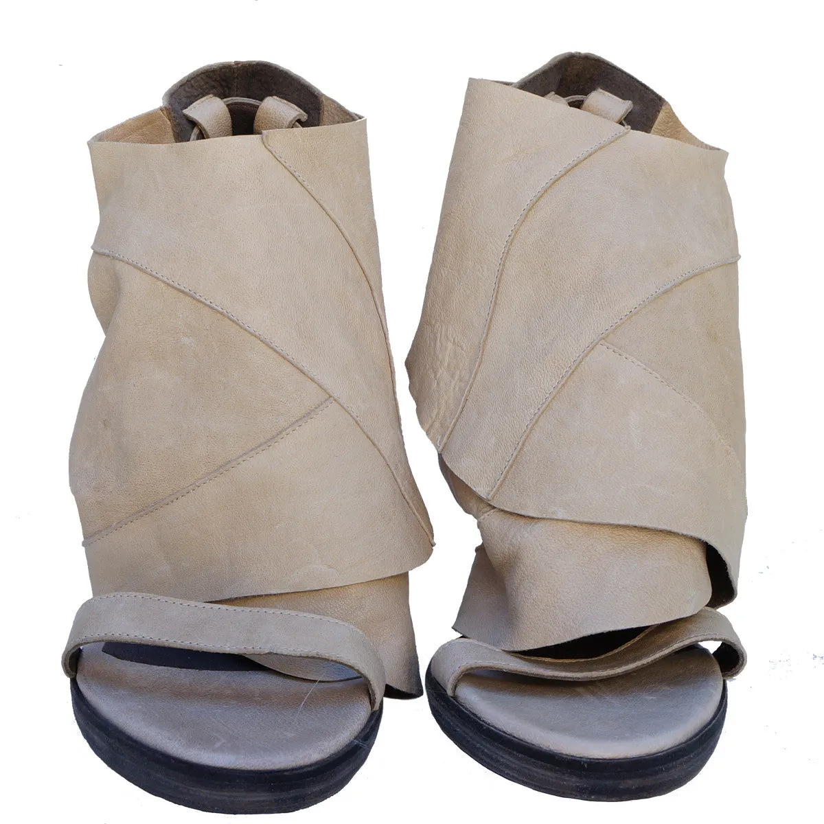 LD TUTTLE DISTRESSED LEATHER WRAPPED SANDALS