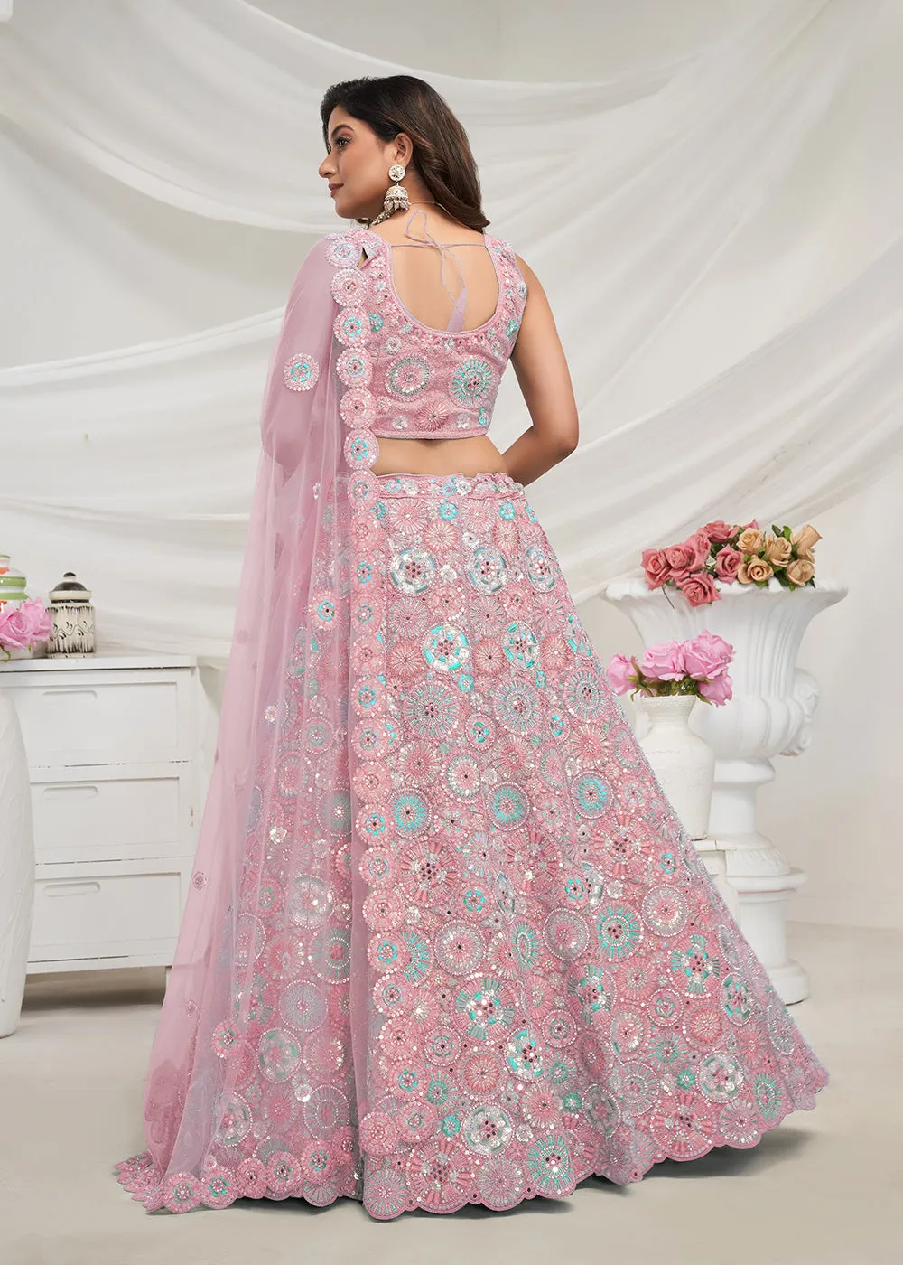 Light Purple Bridal Mirror Embroidered Designer Lehenga Choli