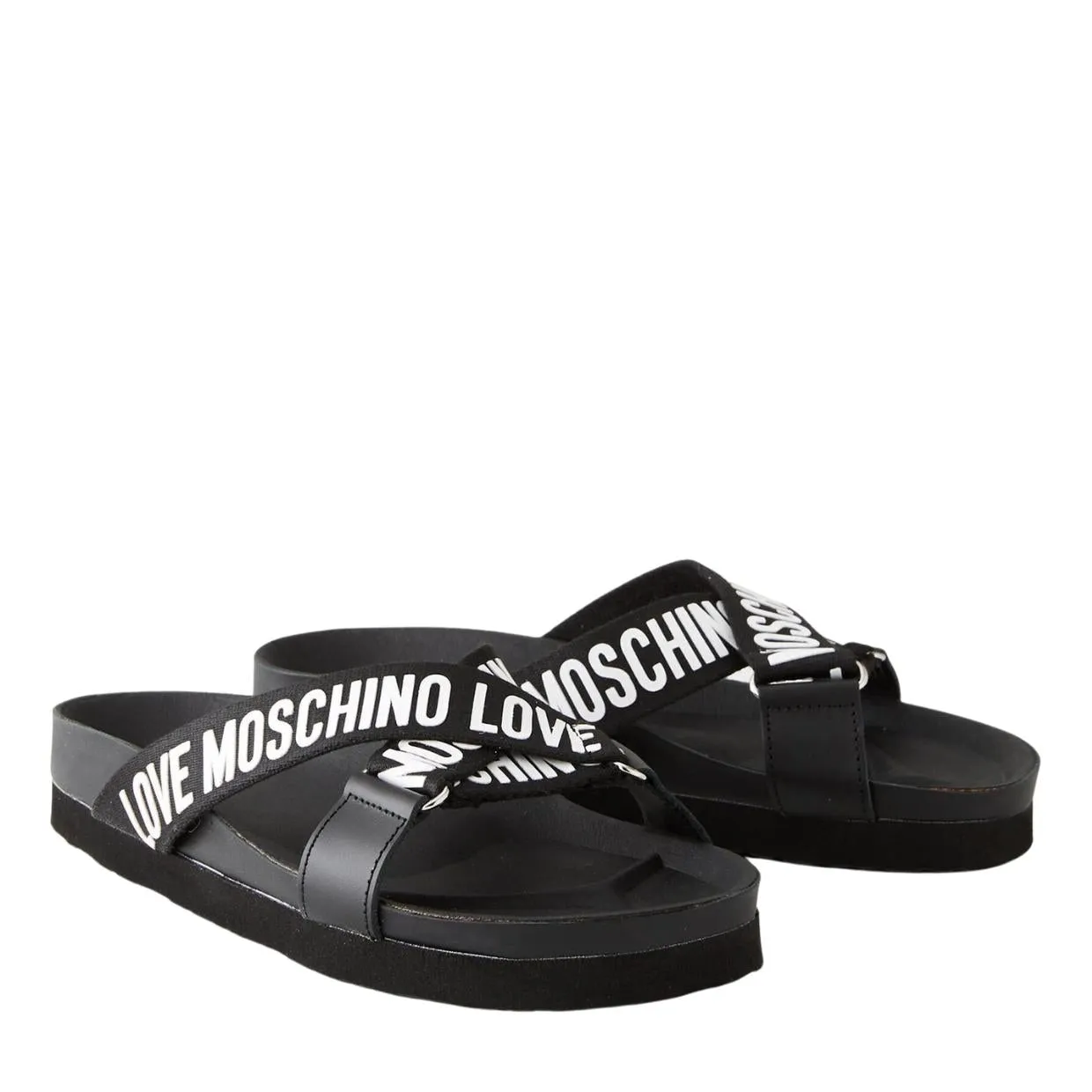 Love Moschino Logo Strap Black Sandals