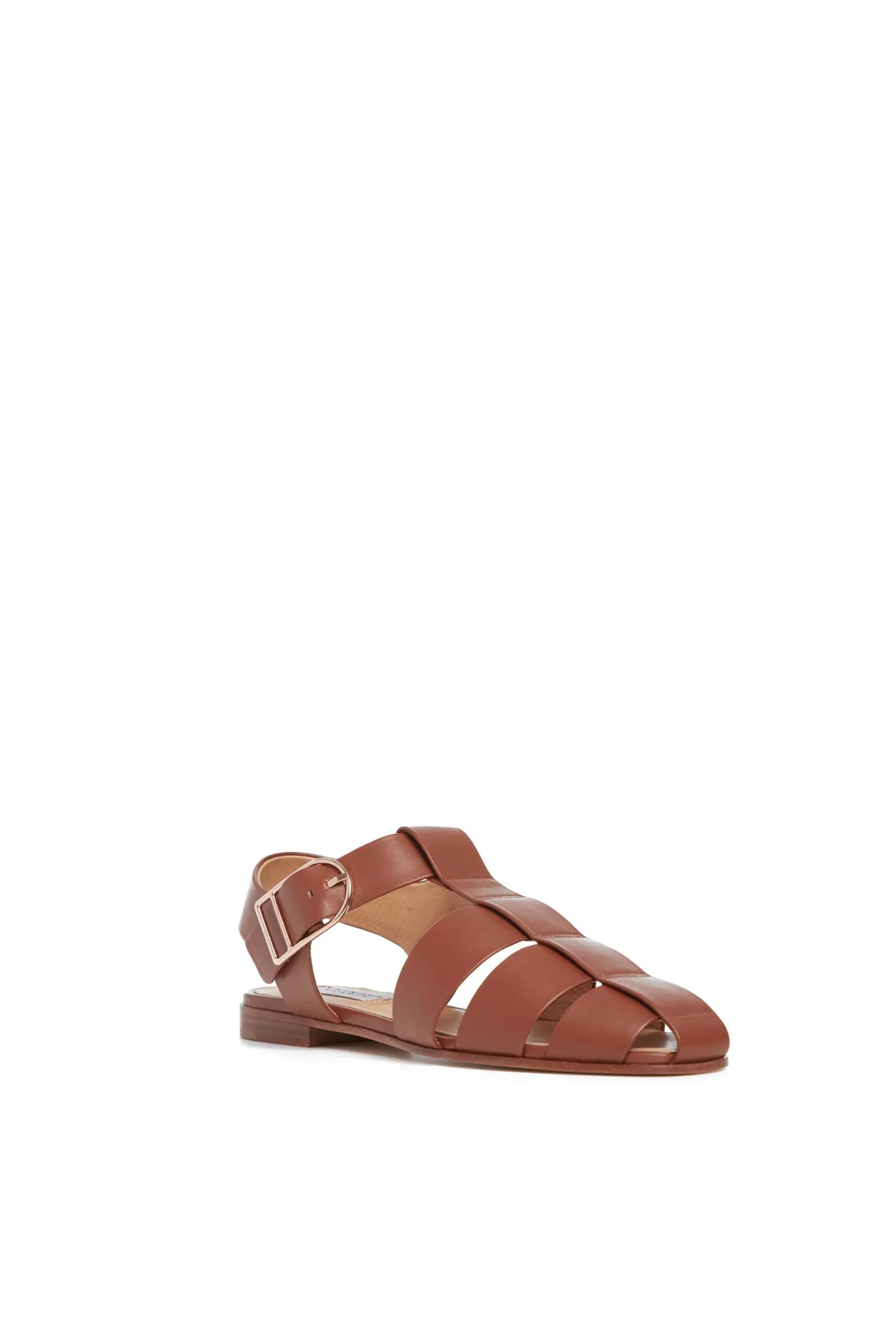 Lynn Flat Sandal in Cognac Nappa Leather