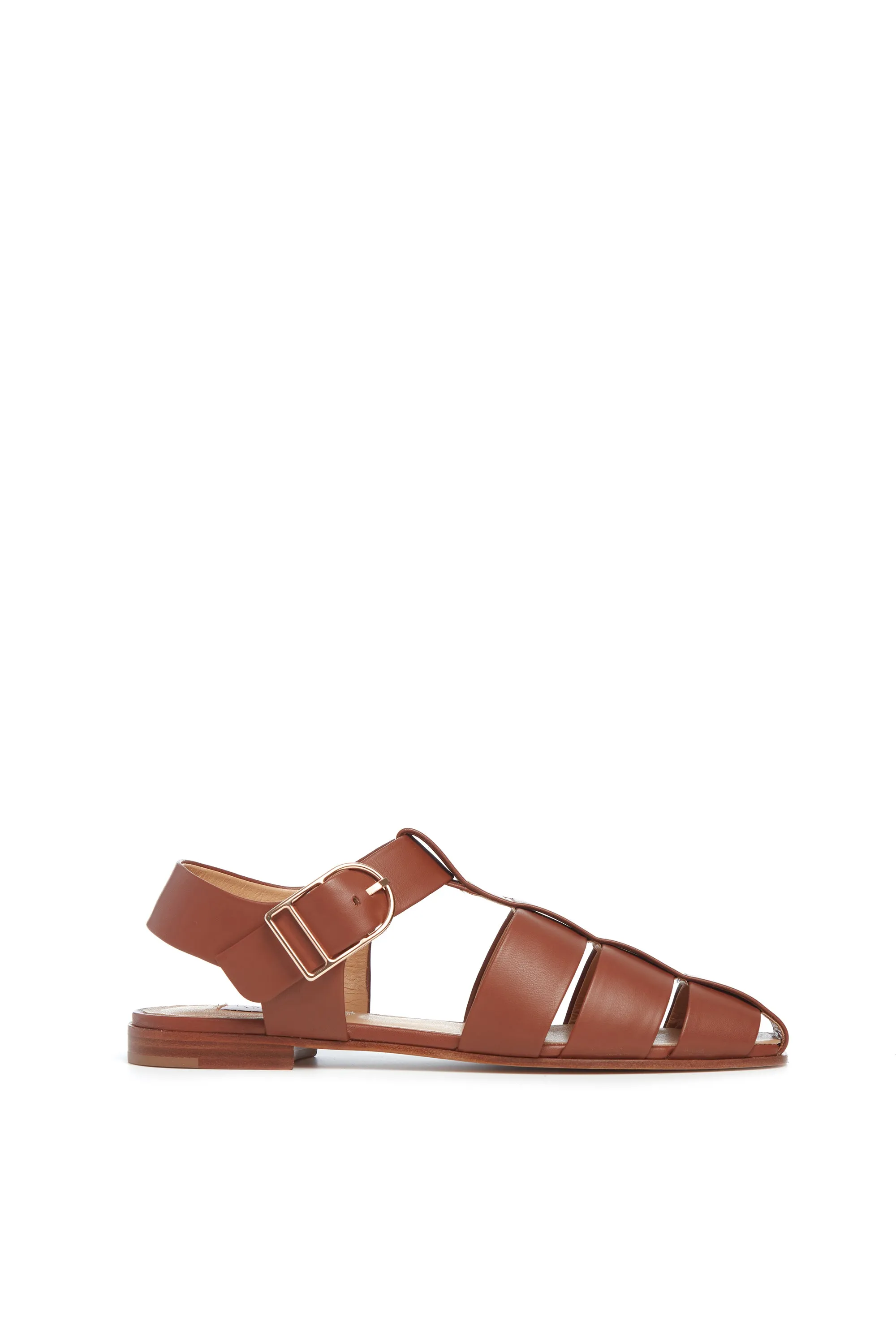 Lynn Flat Sandal in Cognac Nappa Leather