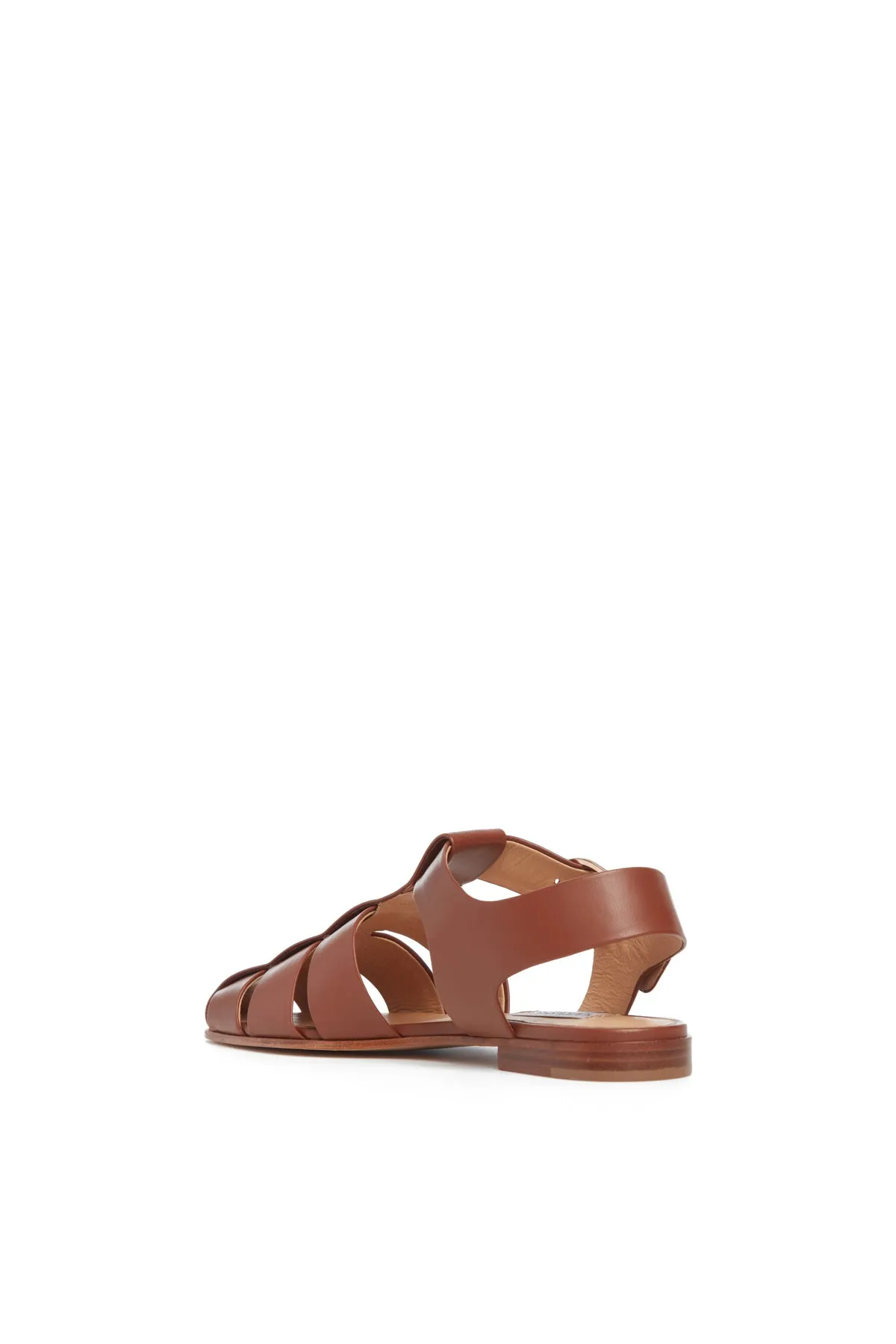 Lynn Flat Sandal in Cognac Nappa Leather