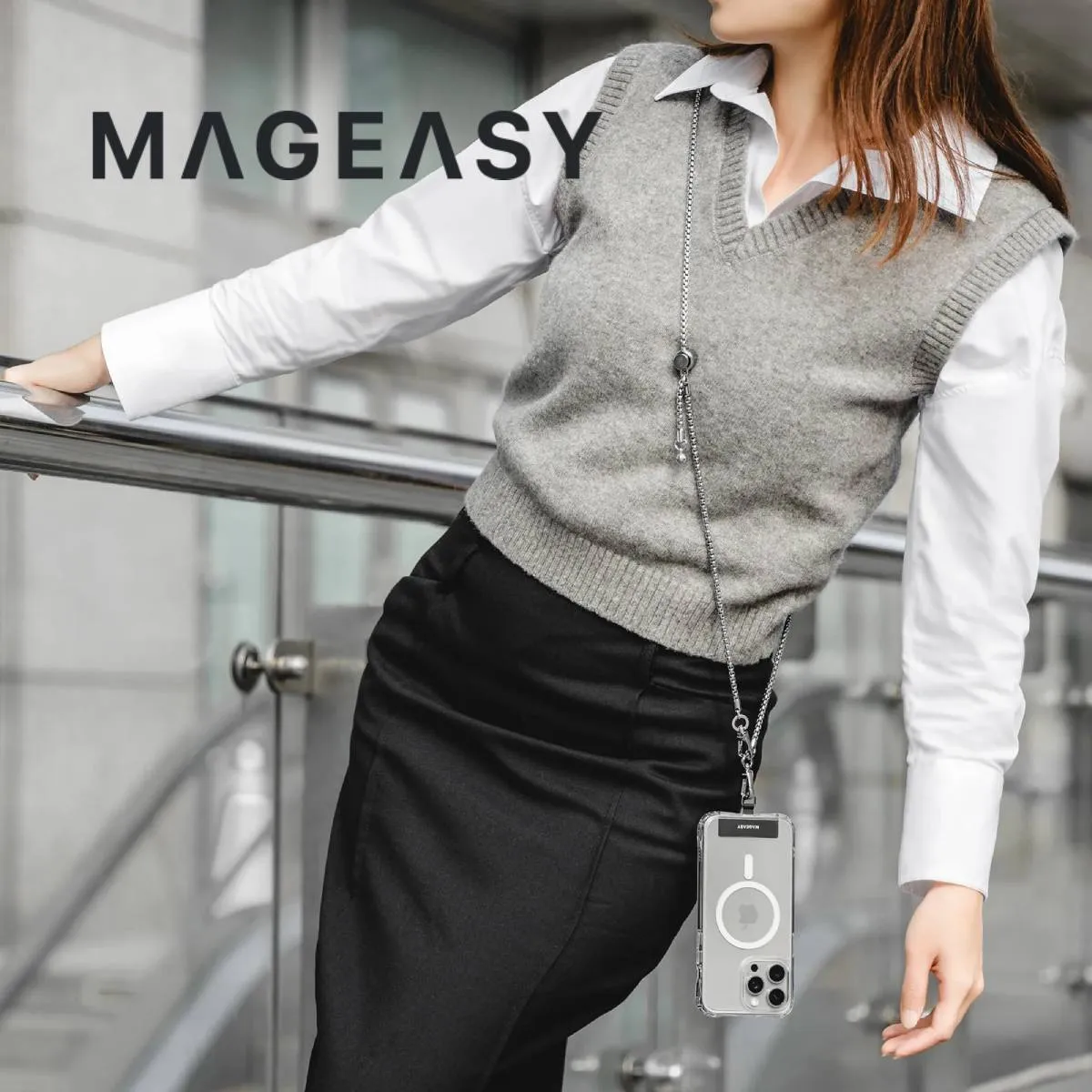 Silver Metal Chain Strap by MagEasy - Durable and Stylish Accessory