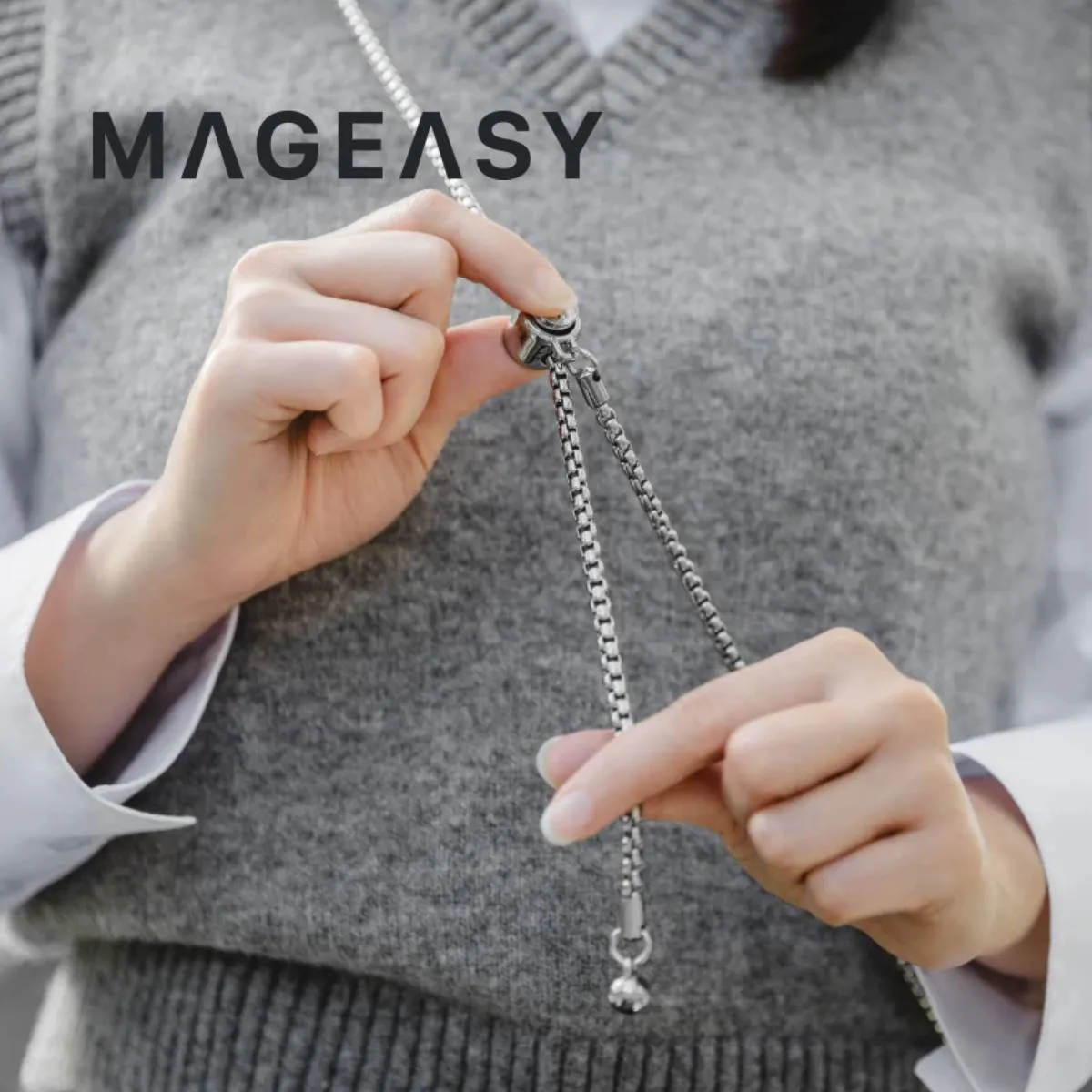 Silver Metal Chain Strap by MagEasy - Durable and Stylish Accessory