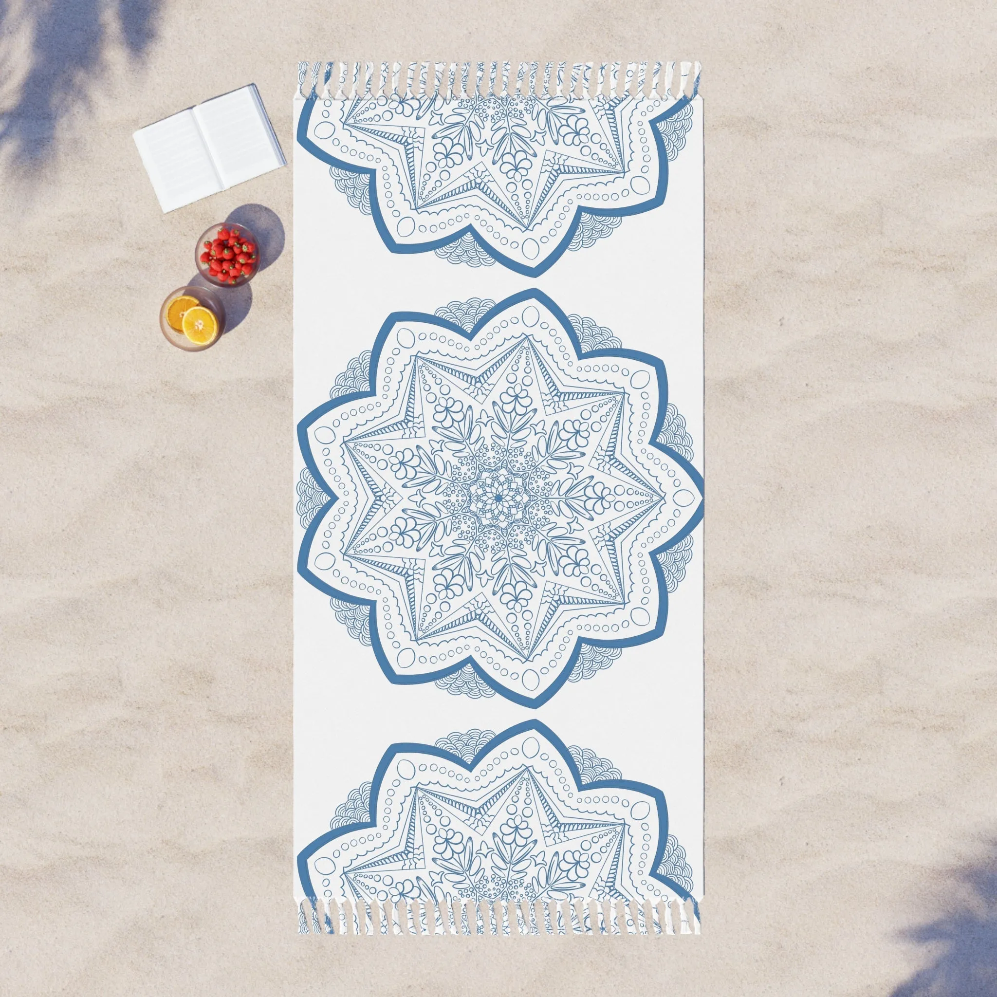 Mandala Art Beach Cloth - Handmade Steel Blue