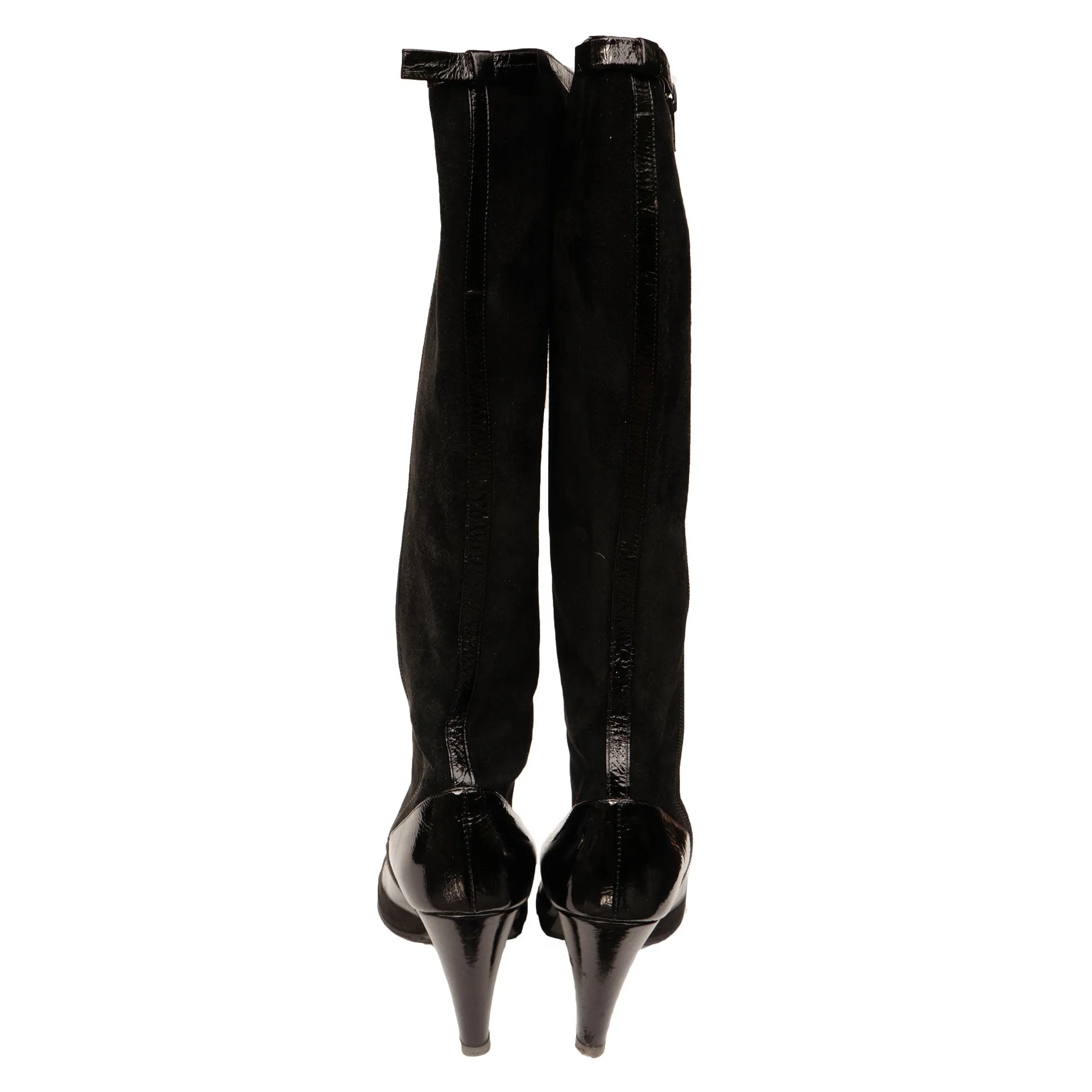 MARC BY MARC JACOBS SUEDE PATENT LEATHER TRIM KNEE  HIGHT BOOTS