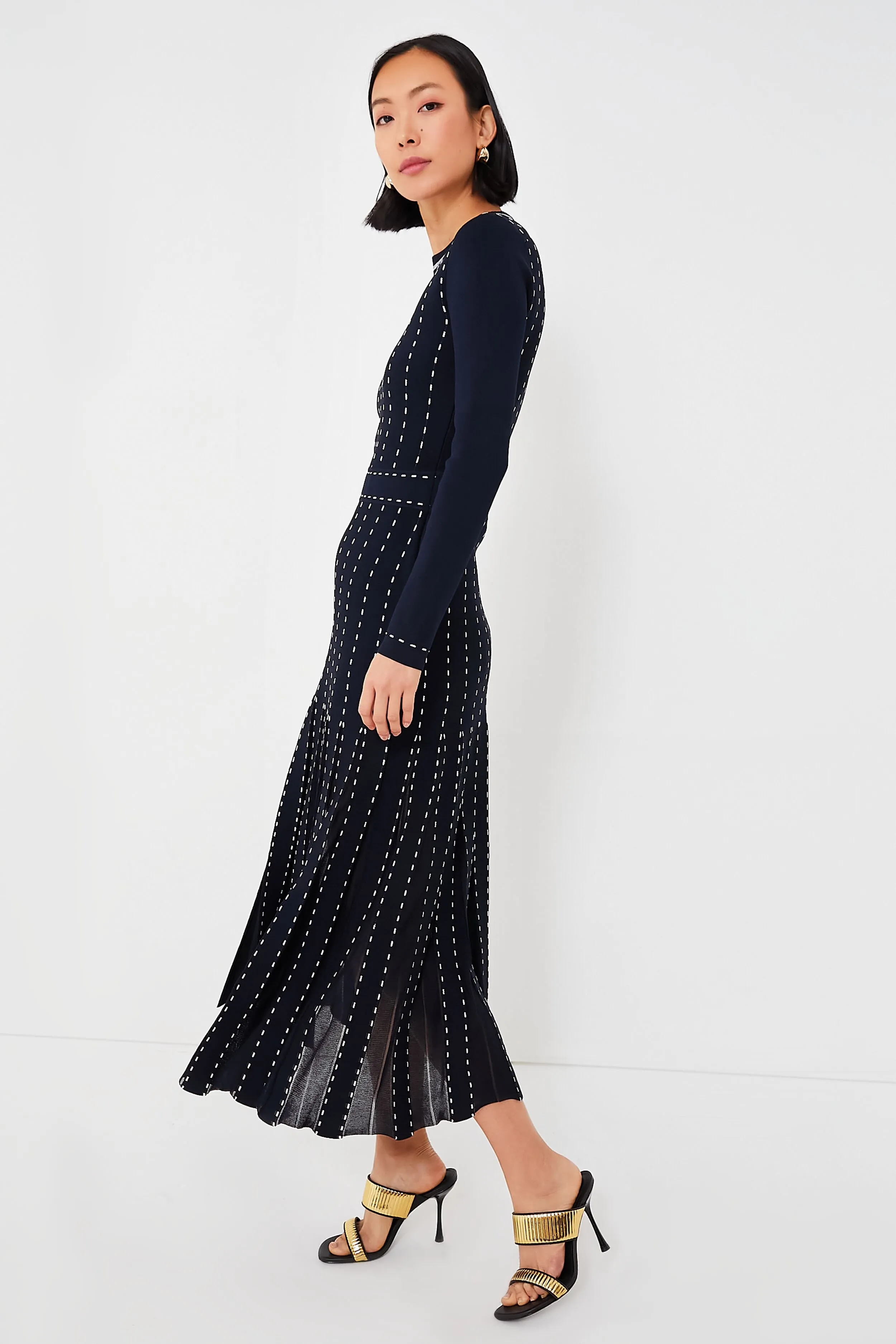 Midnight Multi Lunette Long Sleeve Midi Dress