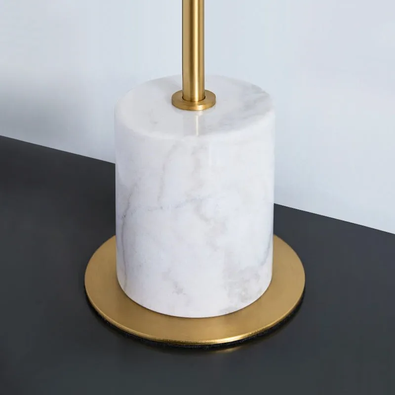 Modern White Marble Table Lamp With Gold Trim