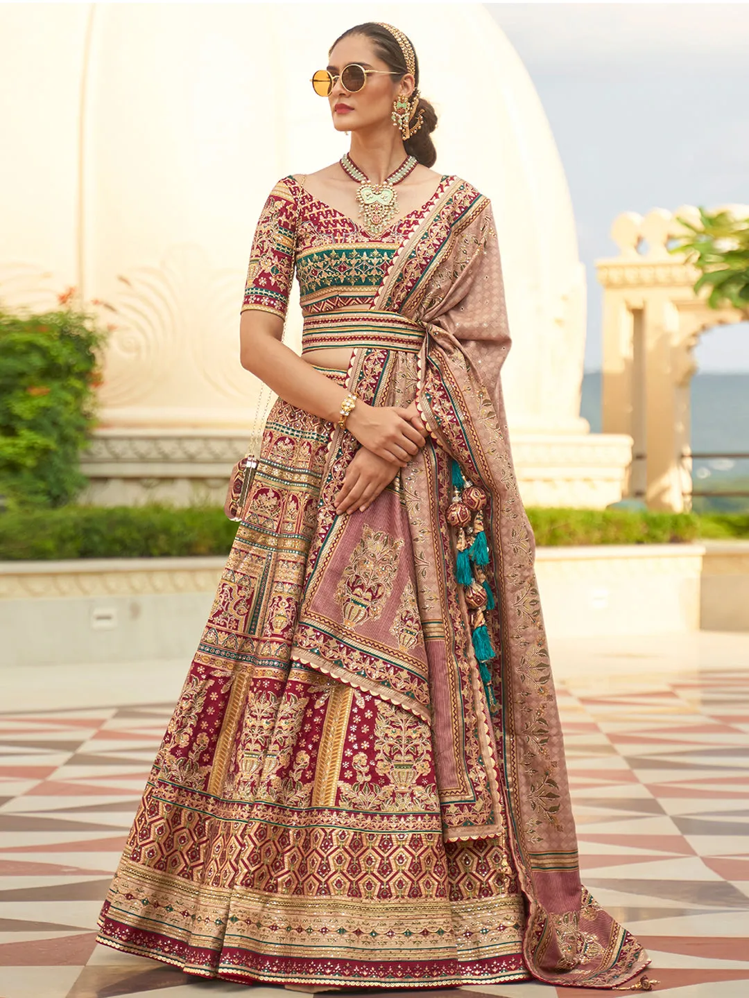 Multi Color Designer Silk Ready to Wear Lehenga Choli With Sparkle & Mirror Work