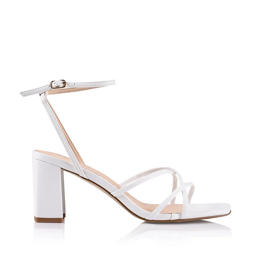 Nakita Block Heel Sandals - White Smooth