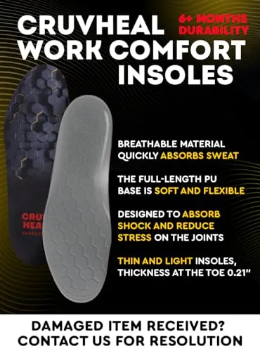 (New) Work Comfort Orthotic Insoles - Anti Fatigue Shoe Insert Men Women - Low Arch Support - Shock Absorption - Foot Pain Relief - Work Boot Insoles (Black Hexagons, XXL)