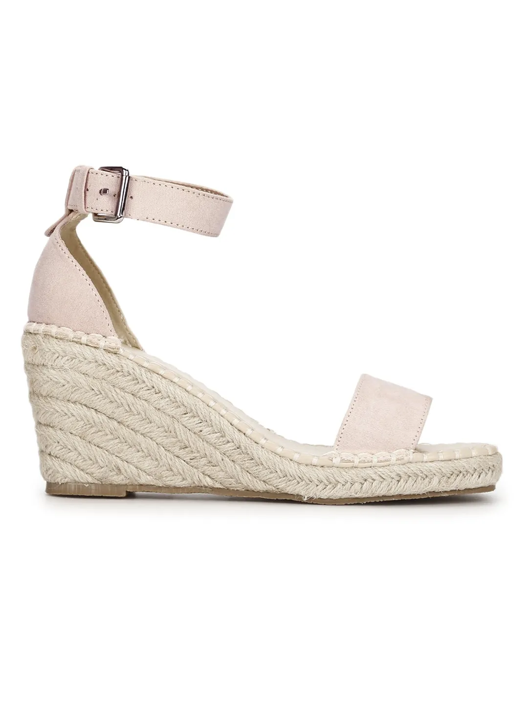 Nude Micro Straped Jute Wedges