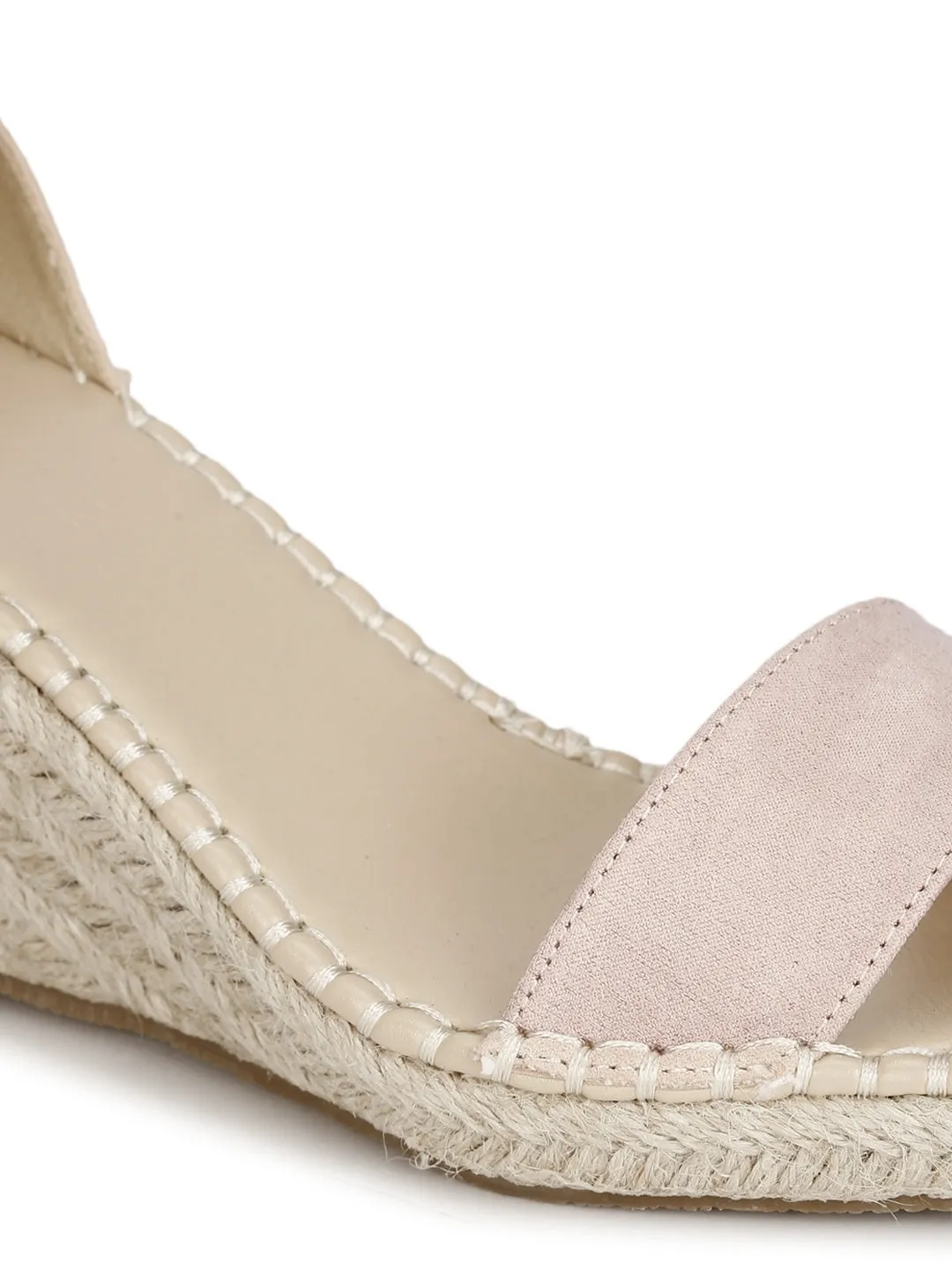 Nude Micro Straped Jute Wedges