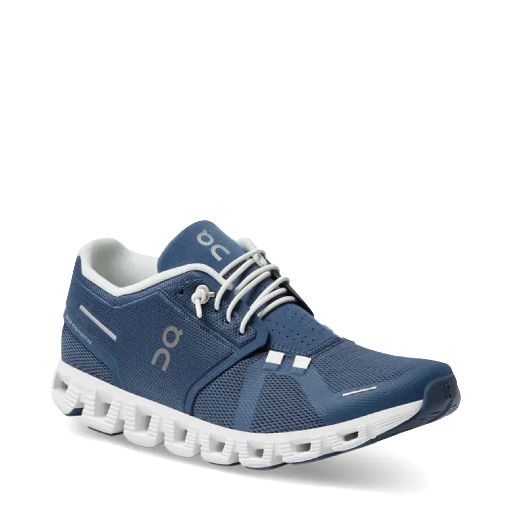 On Women's Cloud 5 Sneaker in Denim/White