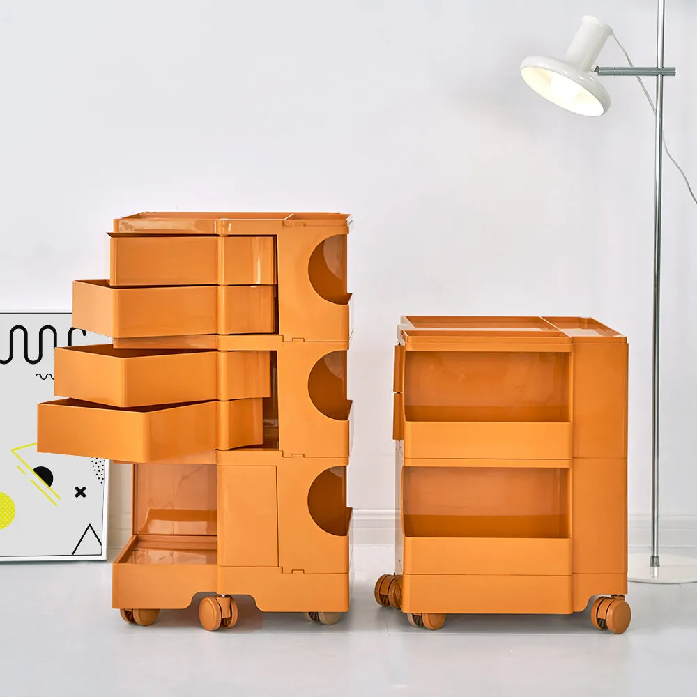 Orange 3-Tier Storage Trolley with Wheels - ArtissIn