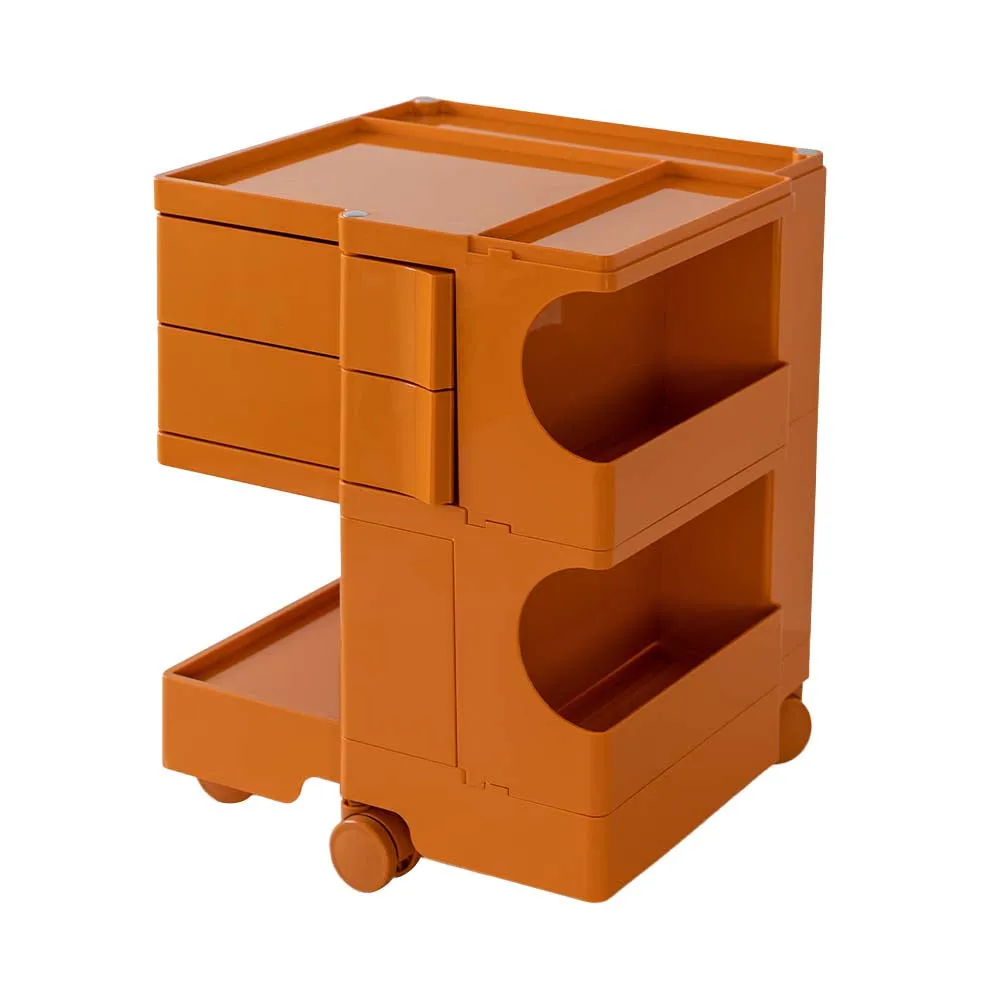 Orange 3-Tier Storage Trolley with Wheels - ArtissIn