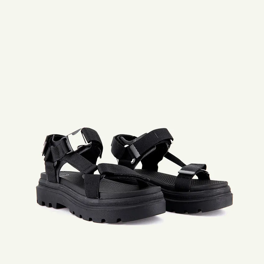 PALLACRUISE STRAP WOMEN'S SANDALS - BLACK/BLACK