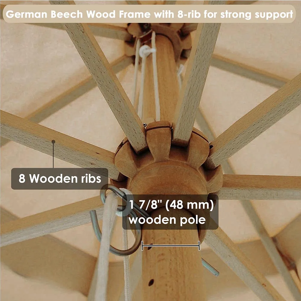 Patio Umbrella Wooden 13ft 8-Rib