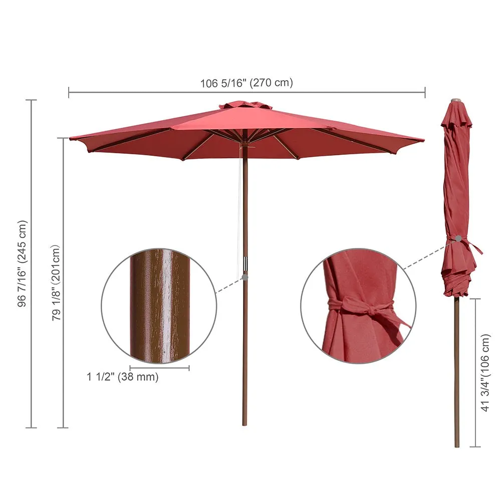 Patio Umbrella Wooden 9ft 8-Rib