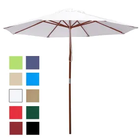 Patio Umbrella Wooden 9ft 8-Rib