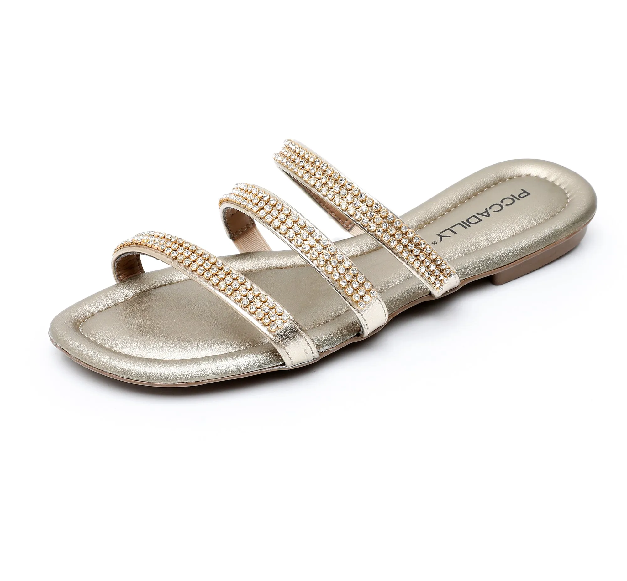 Piccadilly Gold Women's Triple Strap Embellished Sandal (425.071)