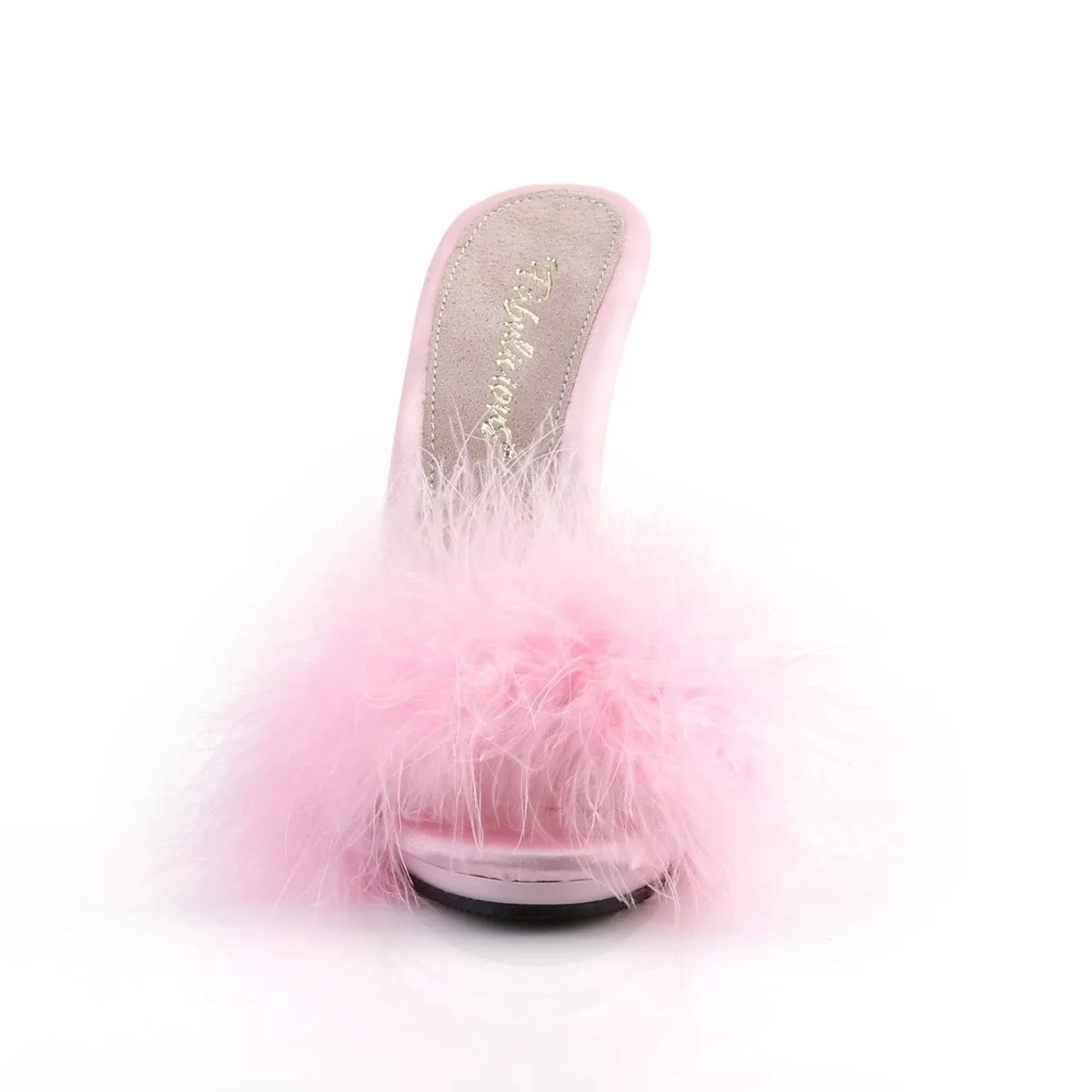 POISE-501F Baby Pink Satin-Marabou Fur/Baby Pink