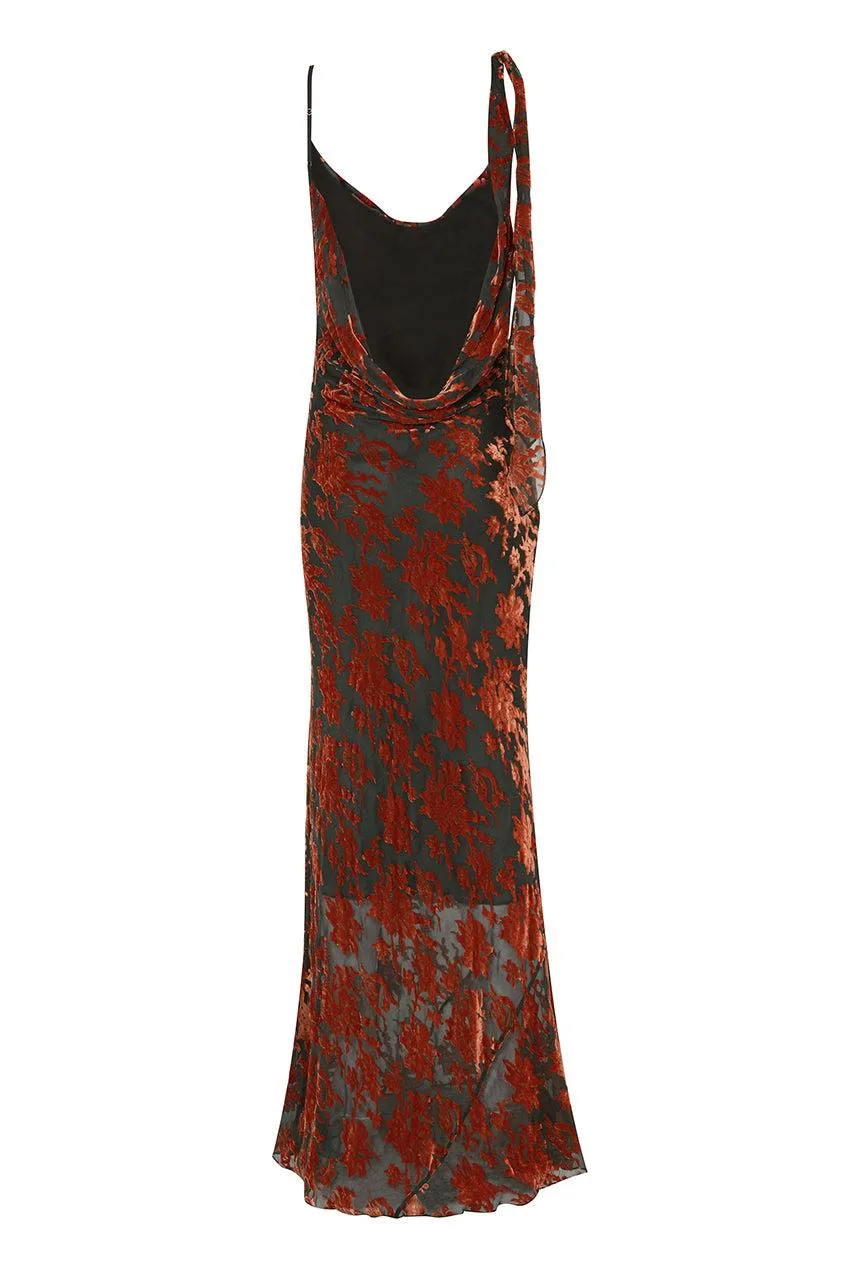 Rat & Boa Vienna Dress - Burnt Orange Devore