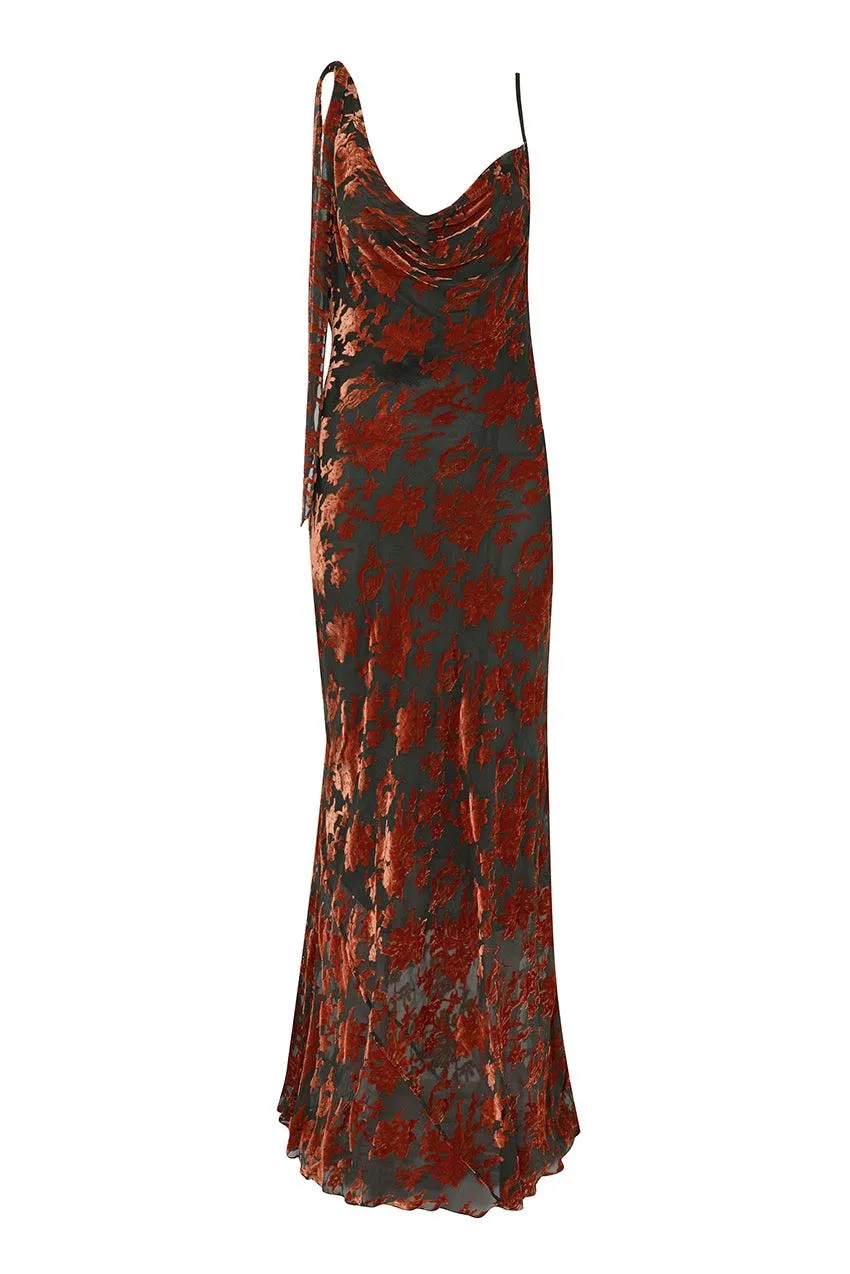 Rat & Boa Vienna Dress - Burnt Orange Devore