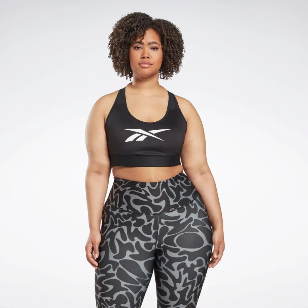 Reebok Apparel Women Reebok Lux Vector Racer Sports Bra (Plus Size) BLACK