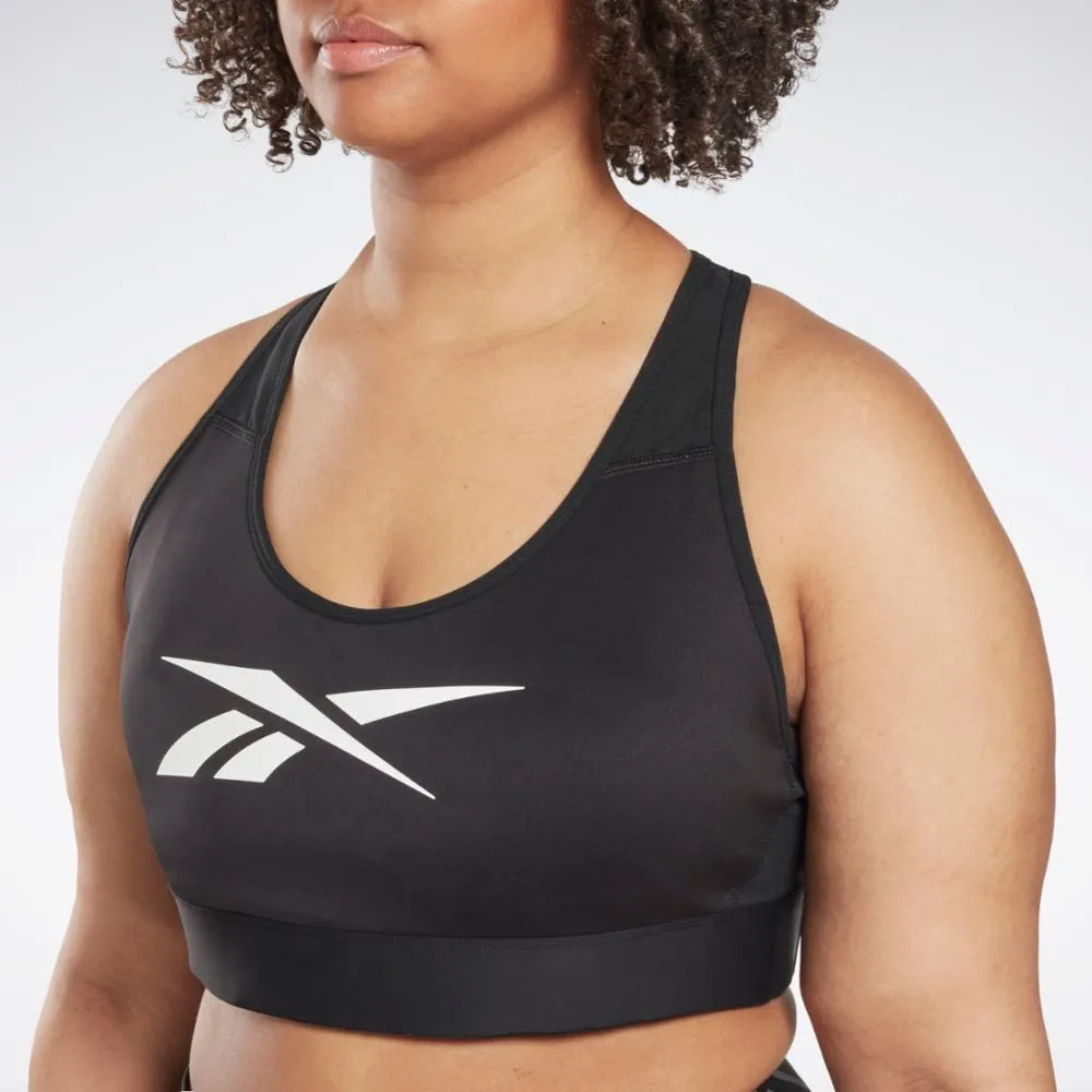 Reebok Apparel Women Reebok Lux Vector Racer Sports Bra (Plus Size) BLACK