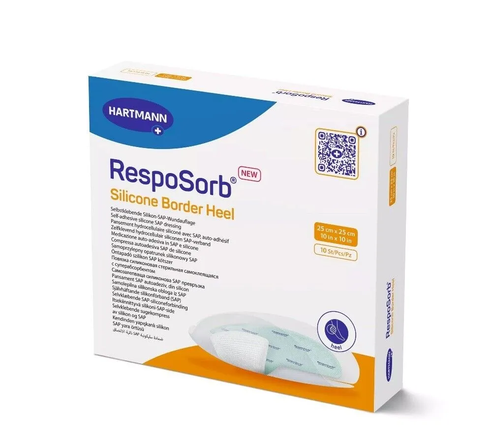 Resposorb Silicone Border Heel Wound Dressing Pads 25cm x 25cm x 10