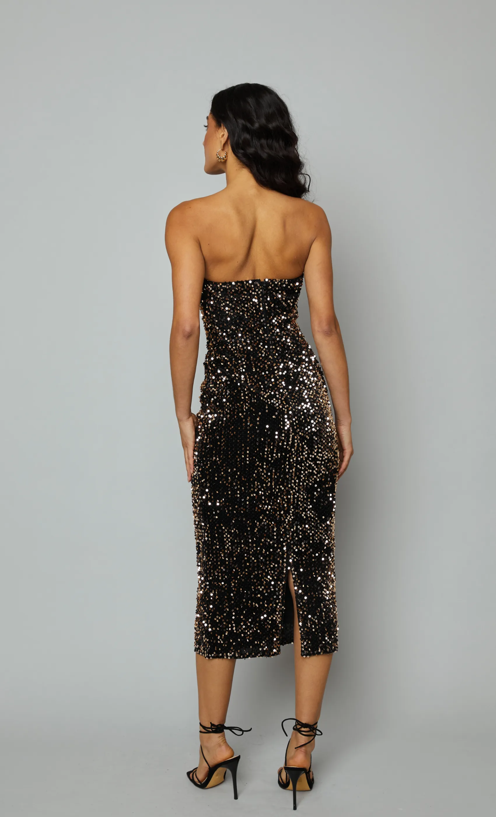 Rose Gold Sequin Midi Dress