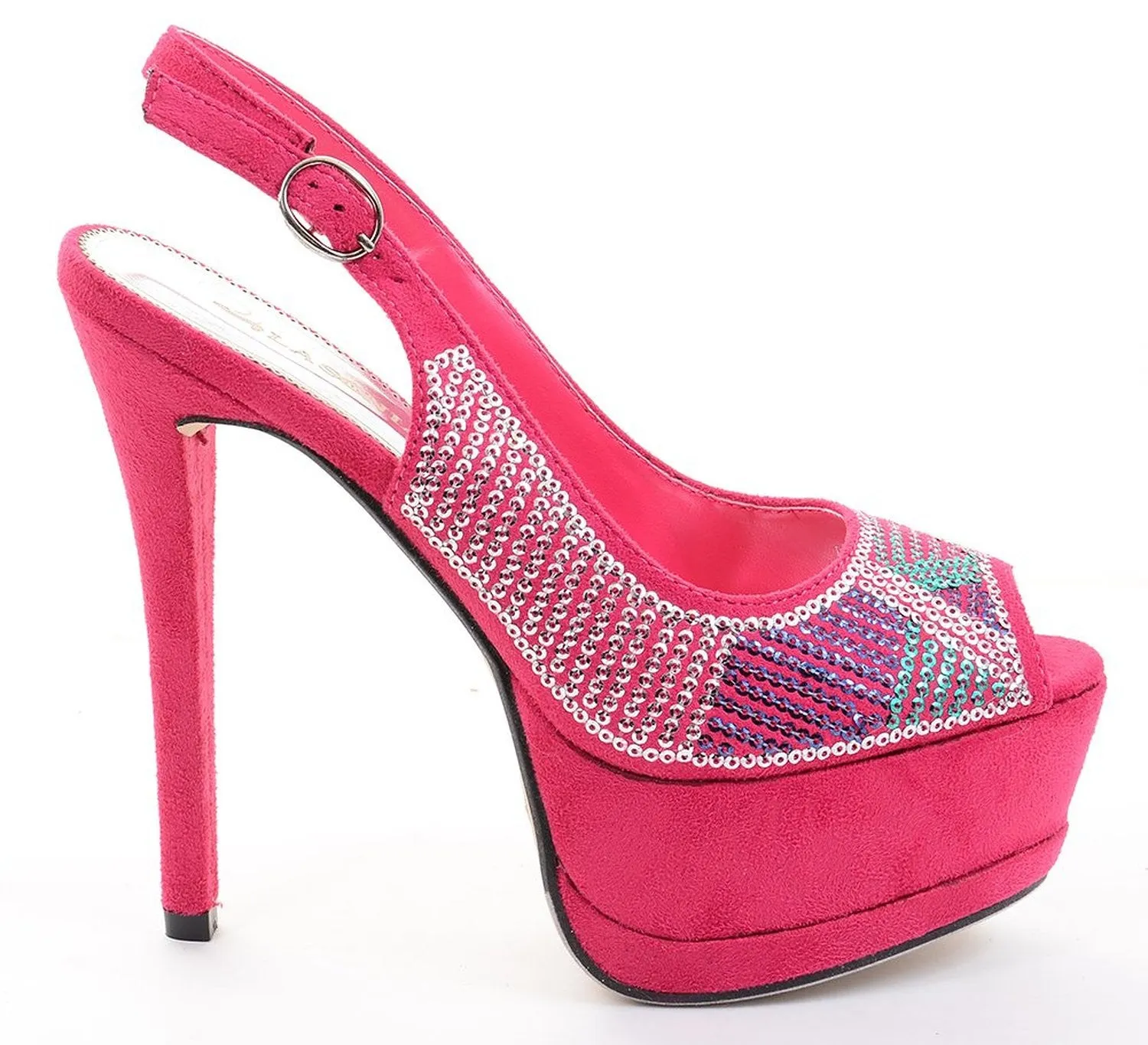 Sequin Peep-toe Platform Slingback Stiletto Heels Fourever Funky