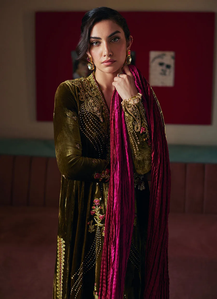 Shahd Olive Shirt And Dupatta