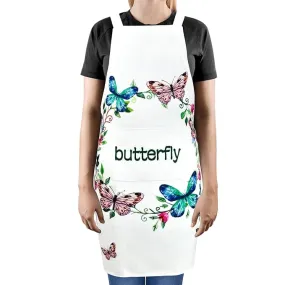 Sleeveless Strap Apron with Pocket (FABKUC ) Men and Women Cooking Kit Accessories (BUTTERFLY)