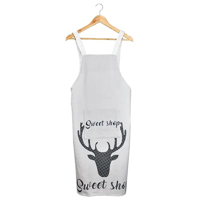 Sleeveless Strap Apron with Pocket (FABKUC ) Men and Women Cooking Kit Accessories - (Deer)