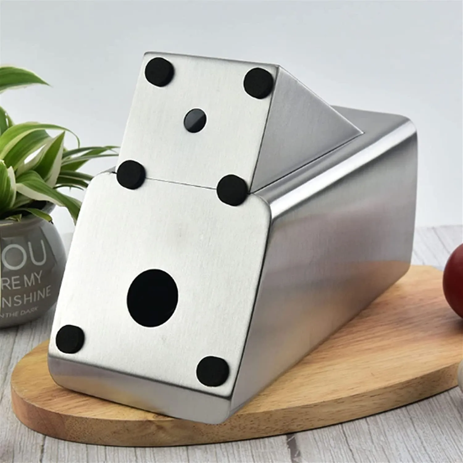 Stainless Steel Knife Holder- Universal Knife Block, 2 Tier Design with Scissors & Sharpening Rod-Slots,Space Saver - Holds 6 Tools Knife Storage