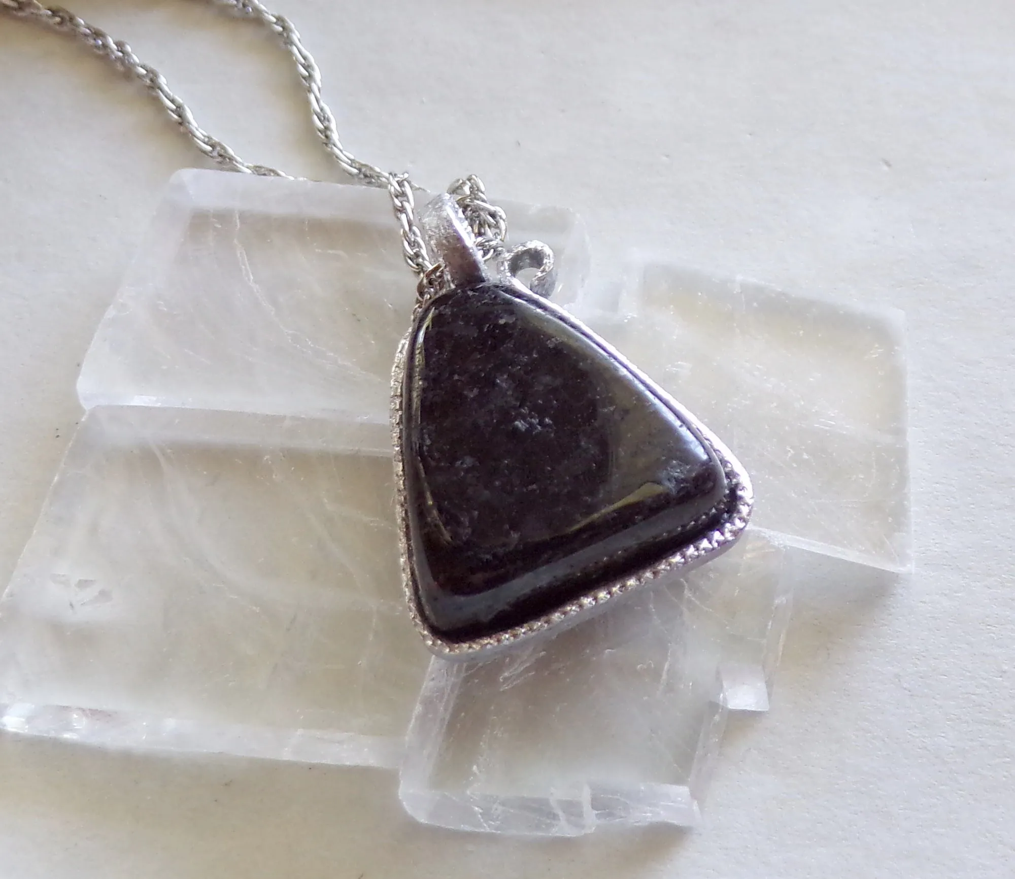 Star Fire Black Galaxy Stone Natural Crystal Wire Wrapped Pendant Necklace