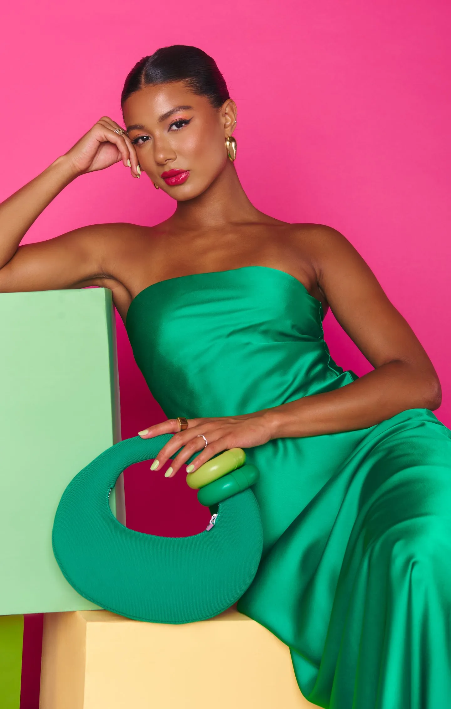 Taylor Tube Dress ~ Clover Green Luxe Satin