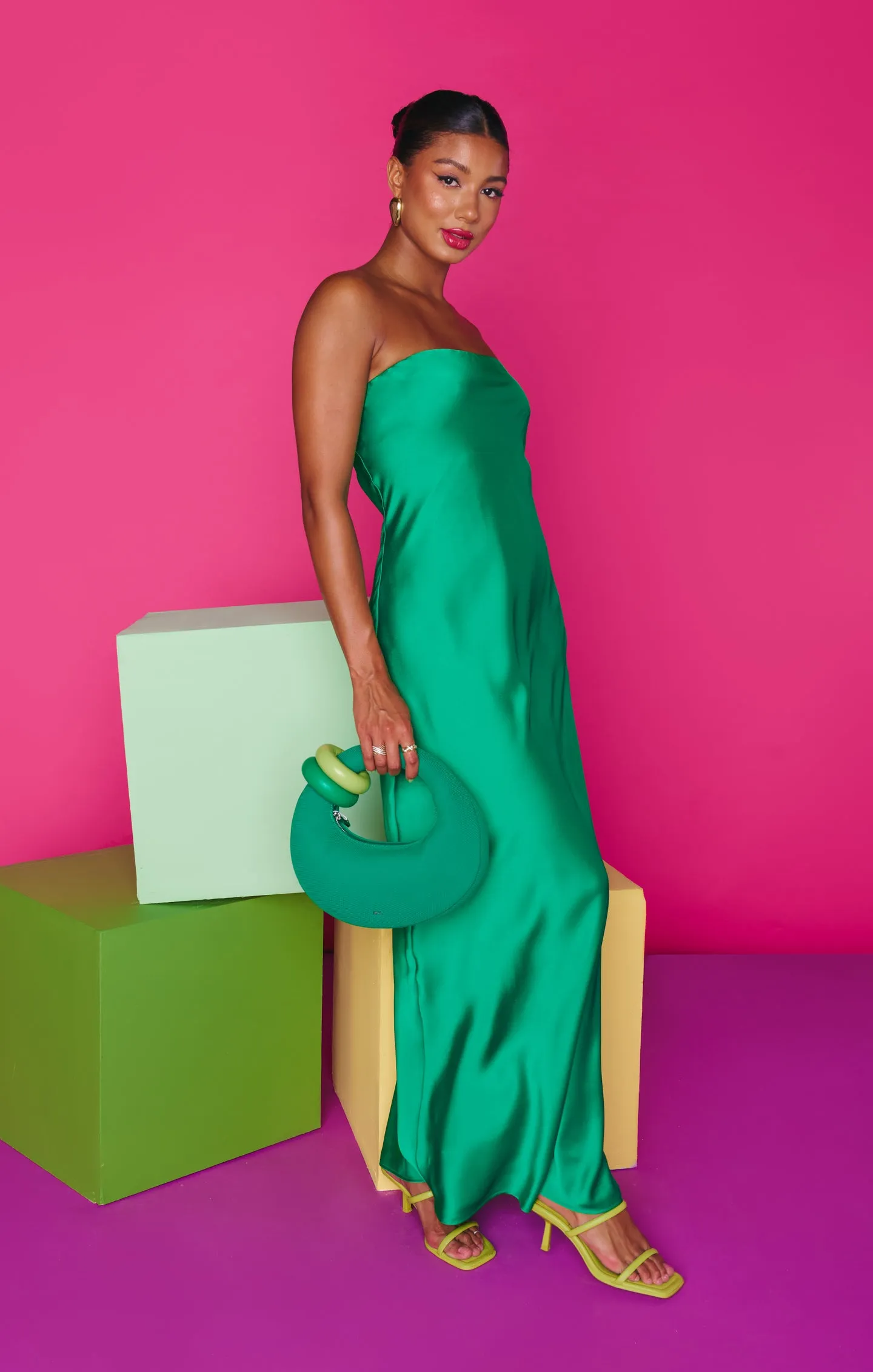 Taylor Tube Dress ~ Clover Green Luxe Satin