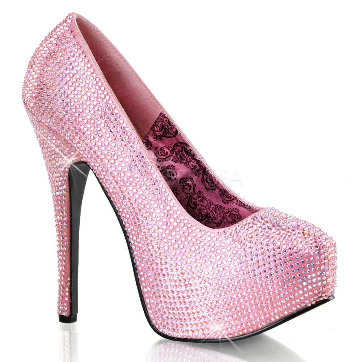 Teeze-06R Baby Pink Rhinestone Pumps